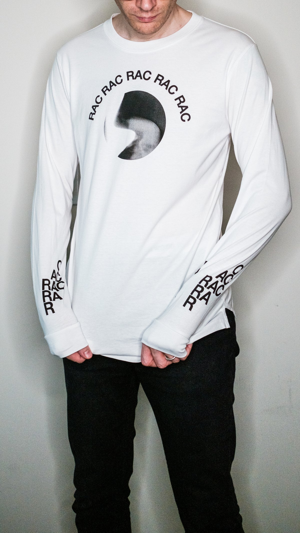 RAC - Stacked Logo White Long Sleeve — original product photo 2
